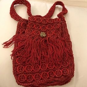 70's Rust Hand Macramed handbag